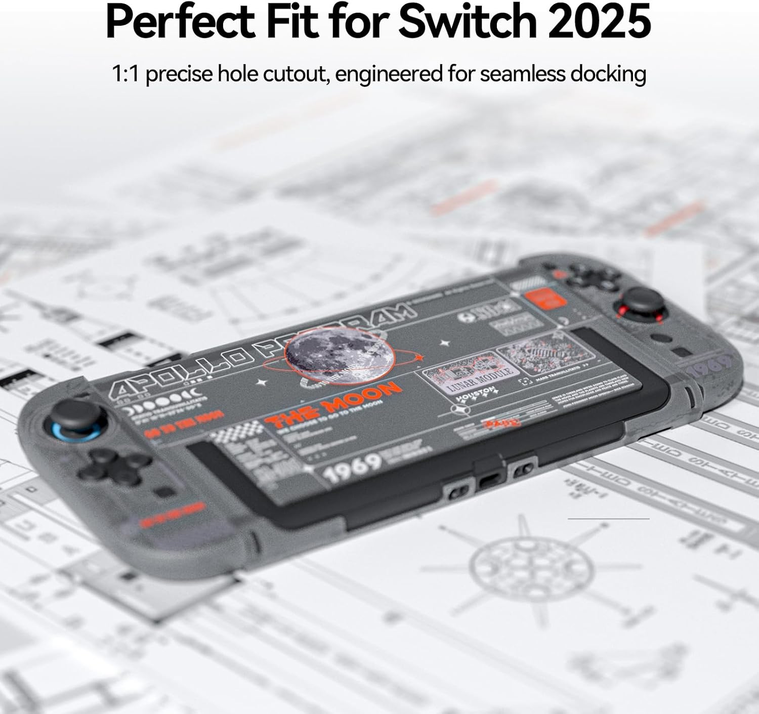 FUNDA PROTECTORA DURA COMPATIBLE CON SWITCH 2 GEEKSHARE THE MOON-BLACK - 4