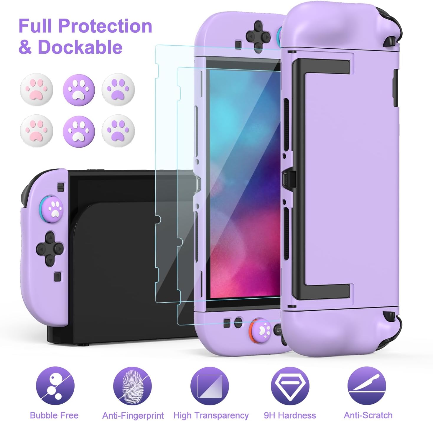 FUNDA PARA NINTENDO SWITCH 2 INNOAURA 14 EN 1 MORADO - 3