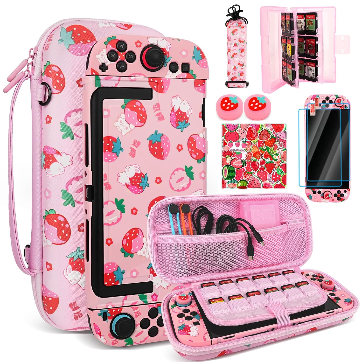ESTUCHE PARA SWITCH 2 TIKODIRECT 7 EN 1 ROSA CONEJO - 1