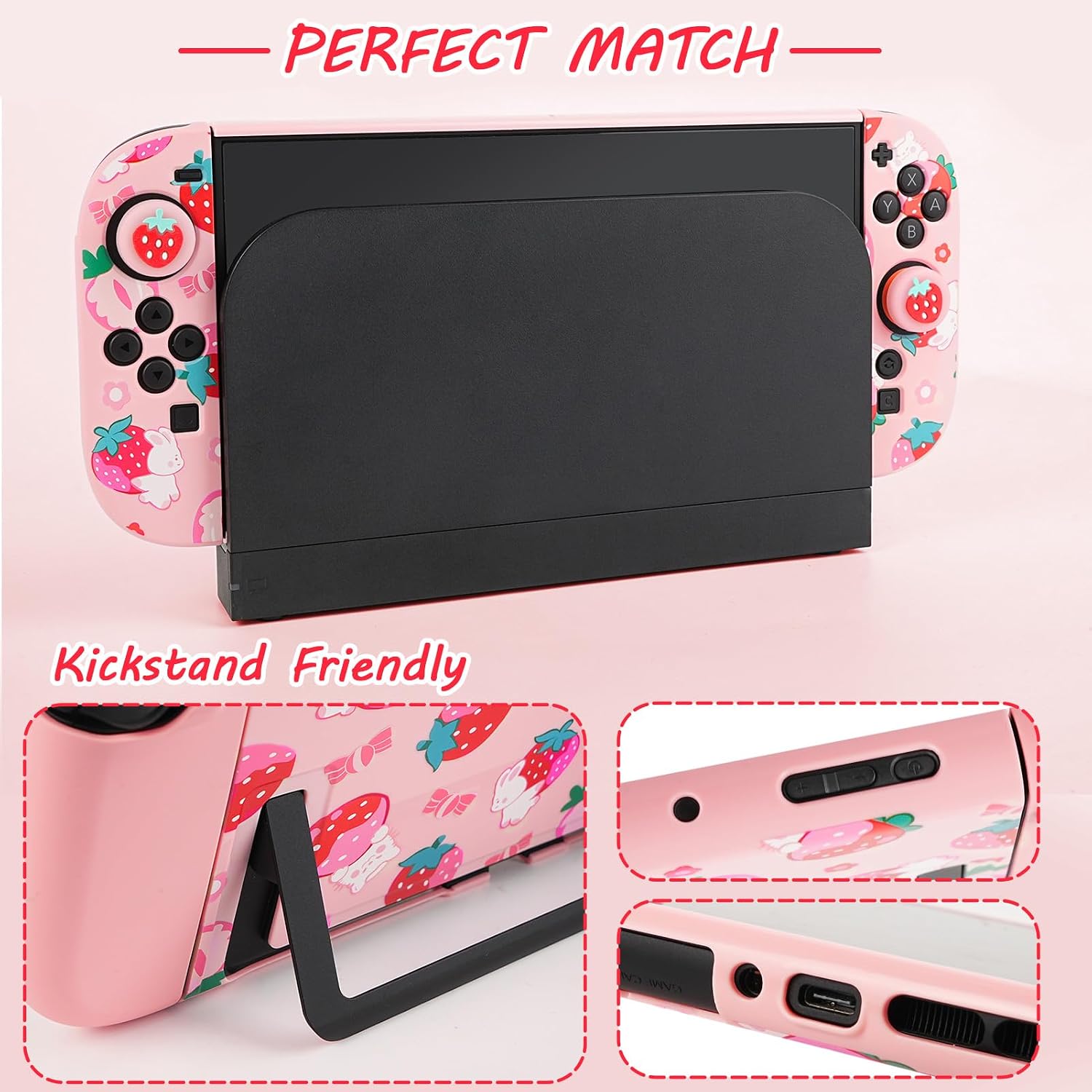 ESTUCHE PARA SWITCH 2 TIKODIRECT 7 EN 1 ROSA CONEJO - 3