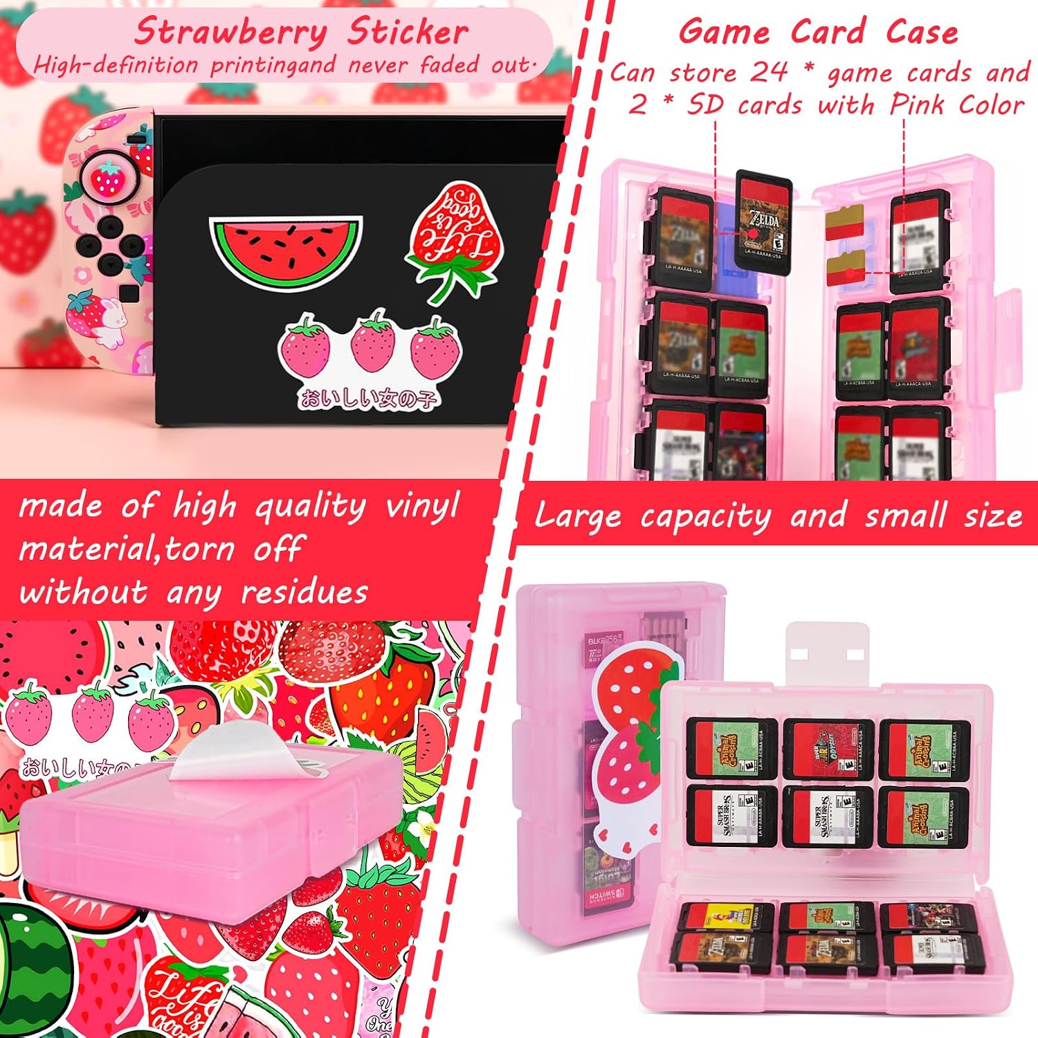 ESTUCHE PARA SWITCH 2 TIKODIRECT 7 EN 1 ROSA CONEJO - 4