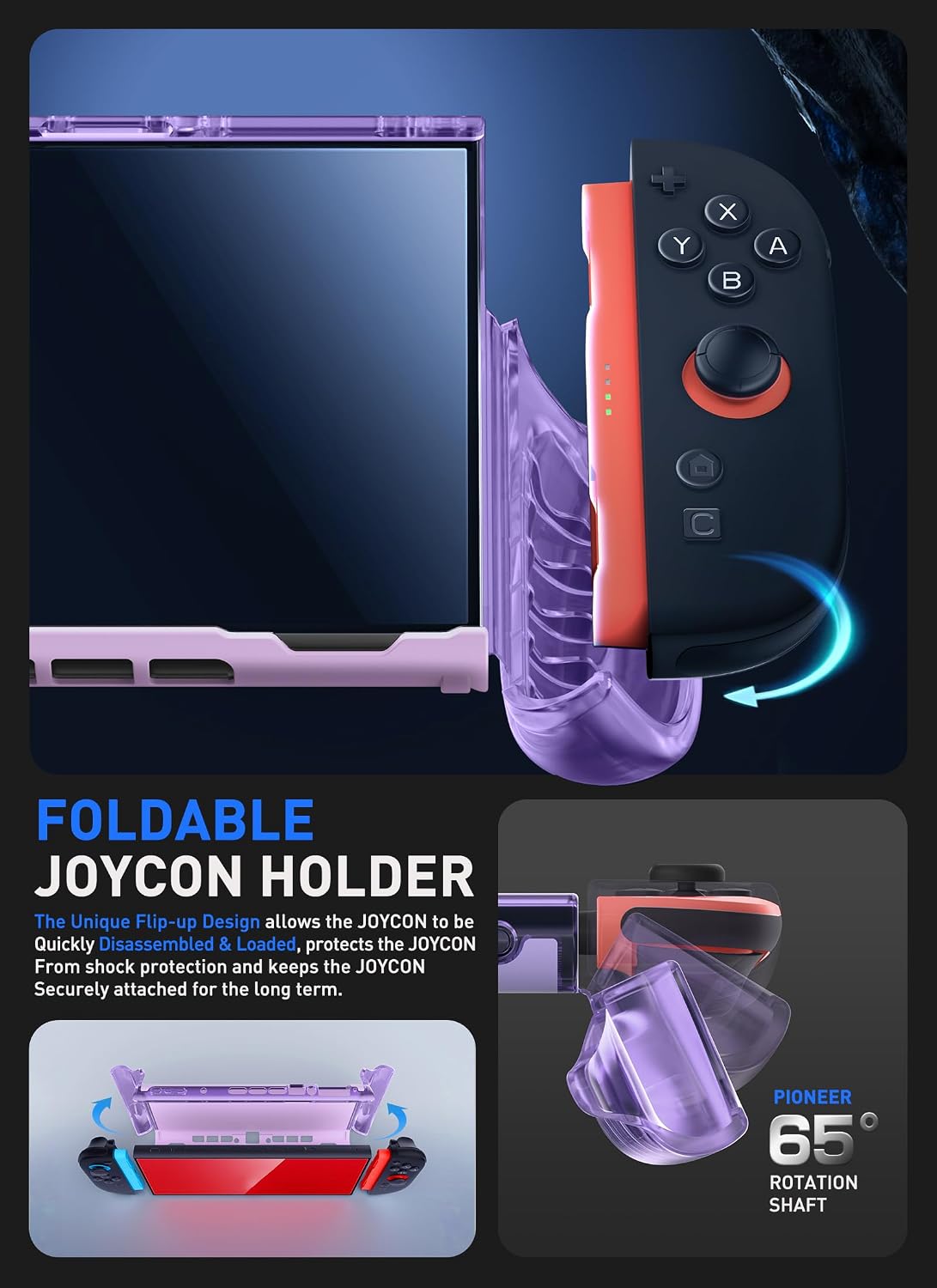 FUNDA MUMBA DOCKABLE CLEAR PARA NINTENDO SWITCH 2 2025 MORADO - 3