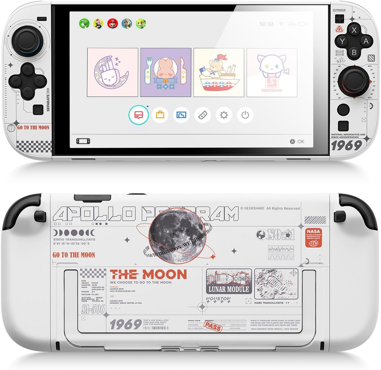 FUNDA PROTECTORA DURA GEEKSHARE COMPATIBLE CON SWITCH 2 BLANCO LUNA - 1