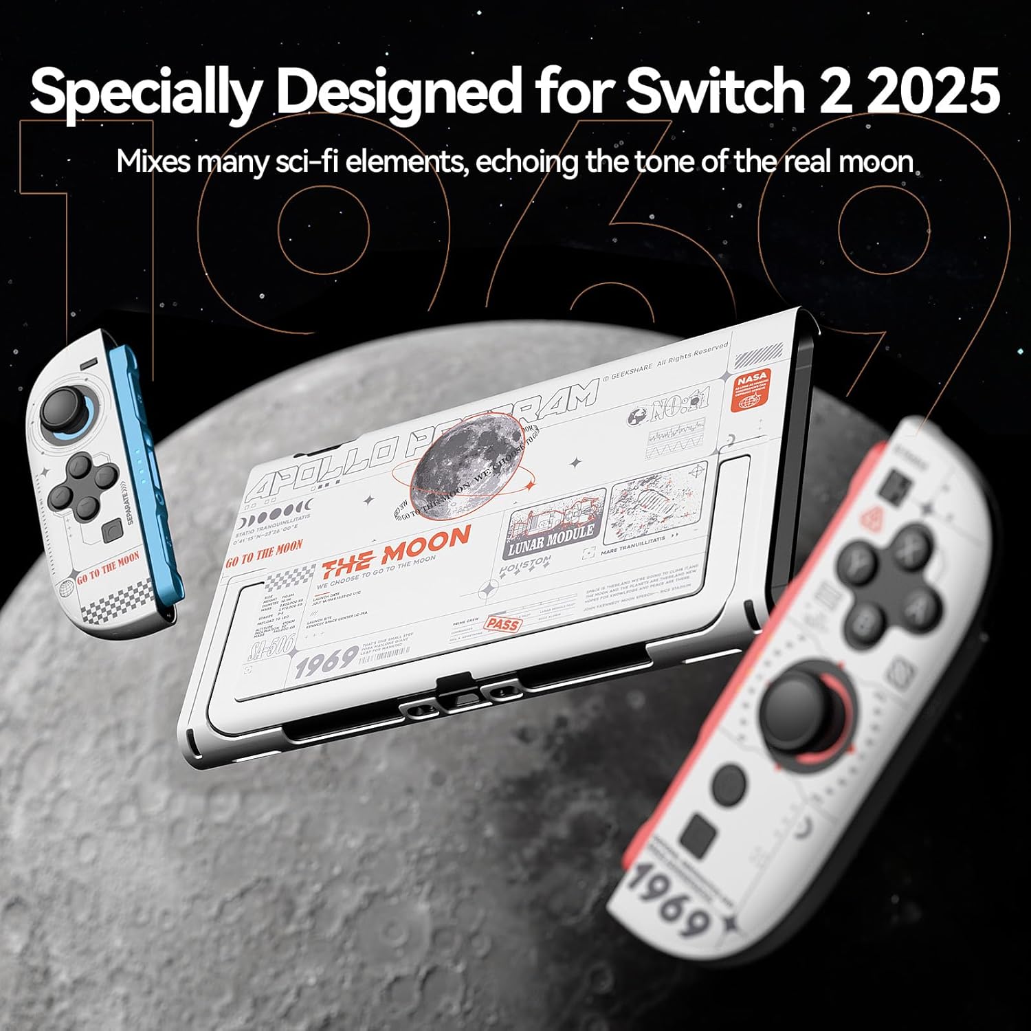 FUNDA PROTECTORA DURA GEEKSHARE COMPATIBLE CON SWITCH 2 BLANCO LUNA - 2