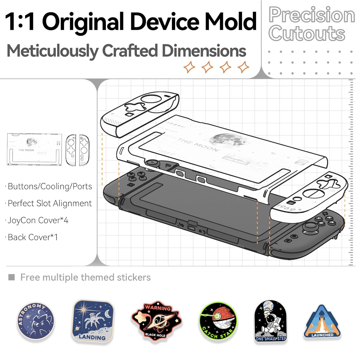 FUNDA PROTECTORA DURA GEEKSHARE COMPATIBLE CON SWITCH 2 BLANCO LUNA - 5