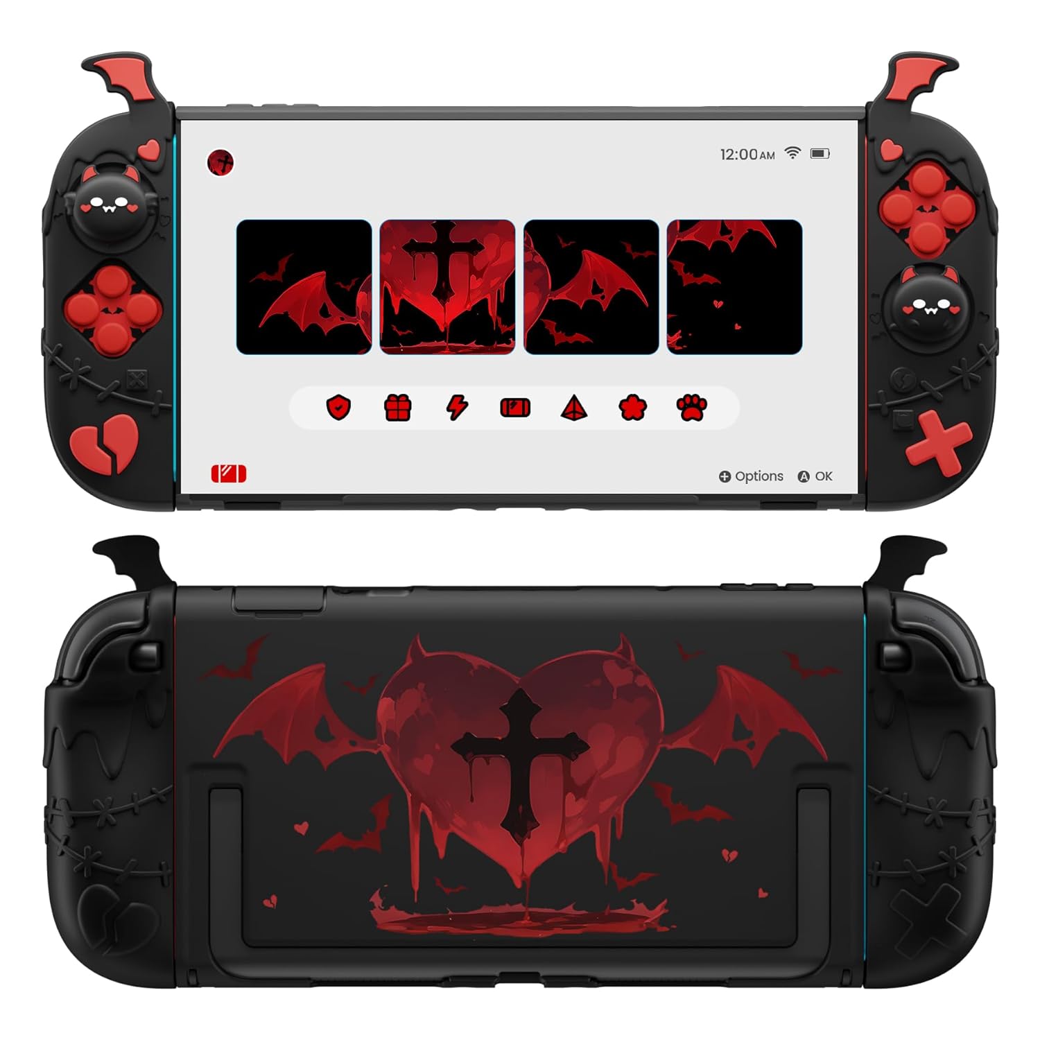 FUNDA PROTECTORA PLAYVITAL PARA NINTENDO SWITCH 2 SERIE KAWAII GOTHIC IMP NEGRA - 1