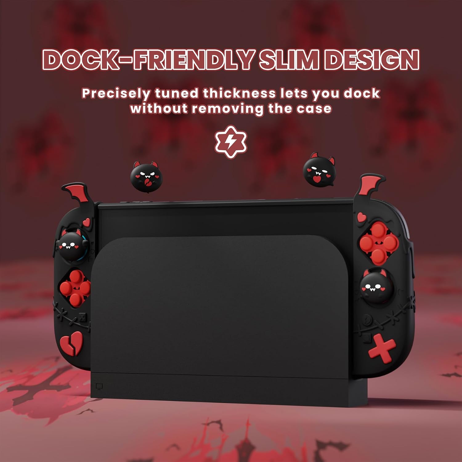 FUNDA PROTECTORA PLAYVITAL PARA NINTENDO SWITCH 2 SERIE KAWAII GOTHIC IMP NEGRA - 2