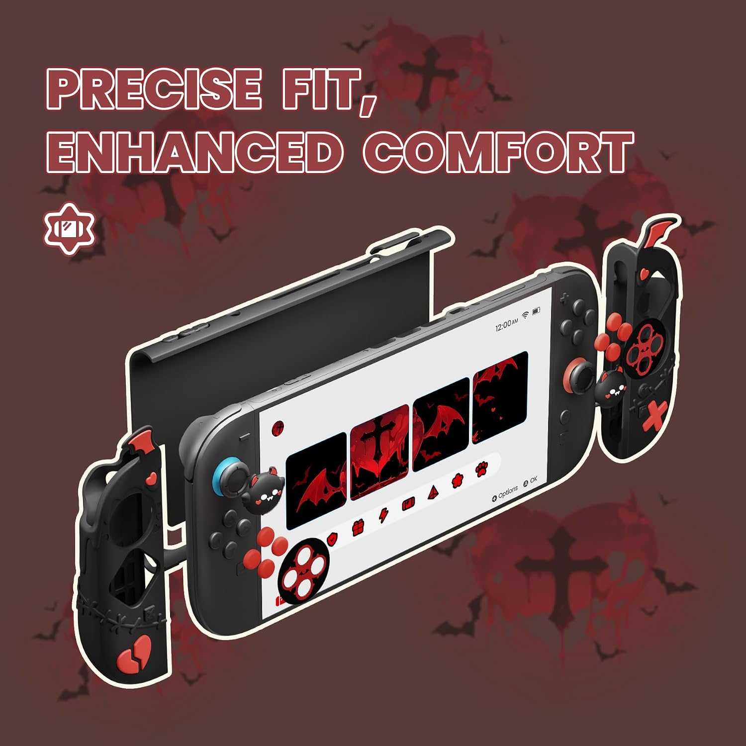 FUNDA PROTECTORA PLAYVITAL PARA NINTENDO SWITCH 2 SERIE KAWAII GOTHIC IMP NEGRA - 4