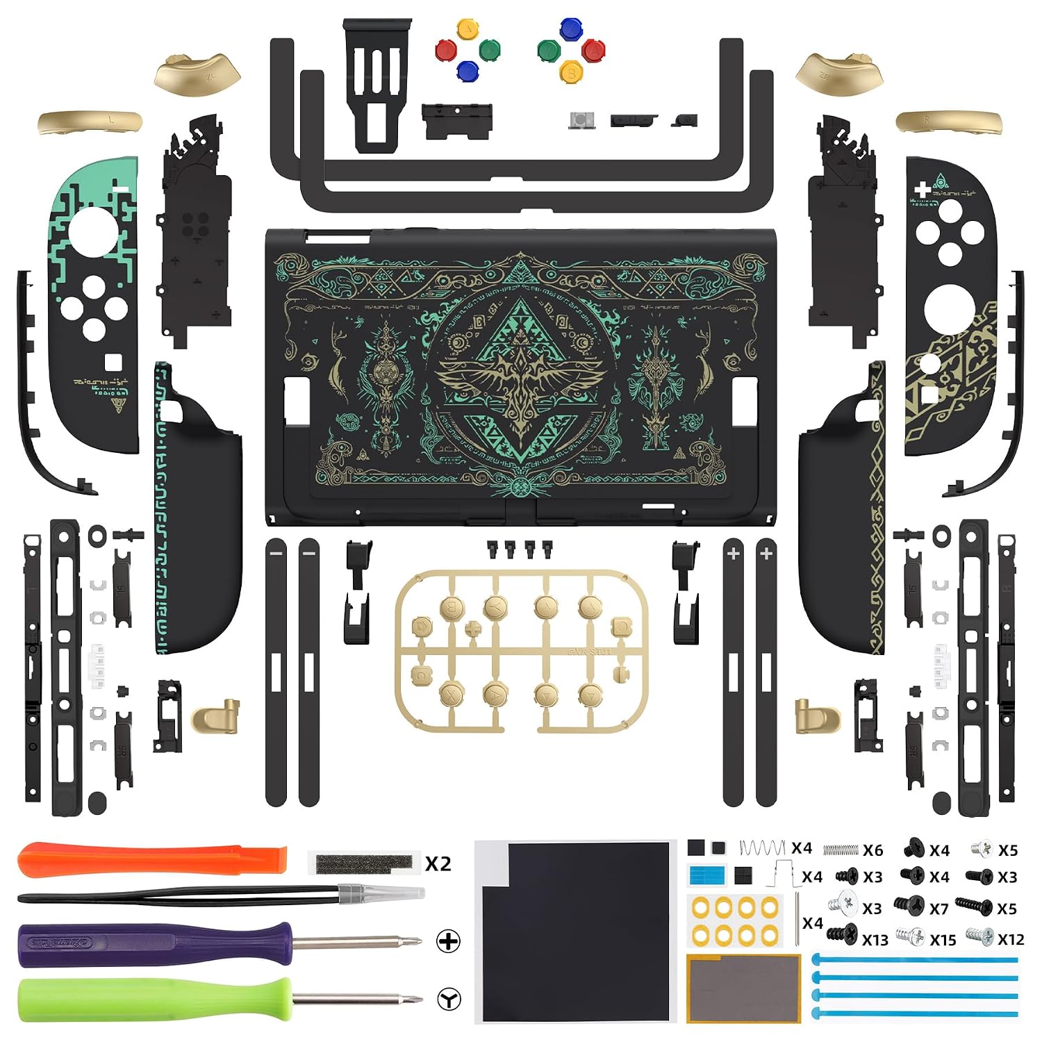 CARCASA Y BOTONES DE REEMPLAZO EXTREMERATE PARA NINTENDO SWITCH 2 TOTEM OF KINGDOM NEGRO - 2