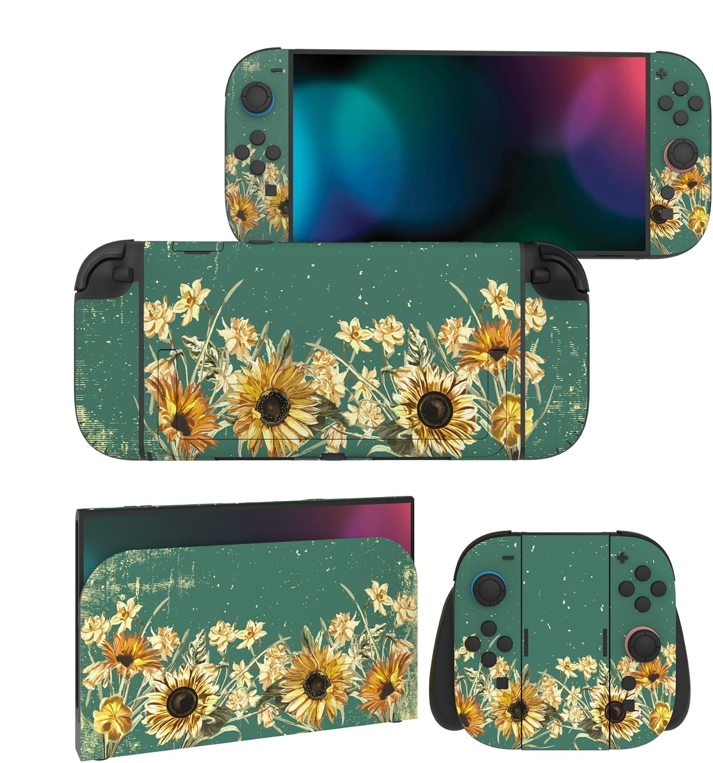 SKIN PARA NINTENDO SWITCH 2 PLAYVITAL 2-PACK DISEÑO GIRASOLES - 1