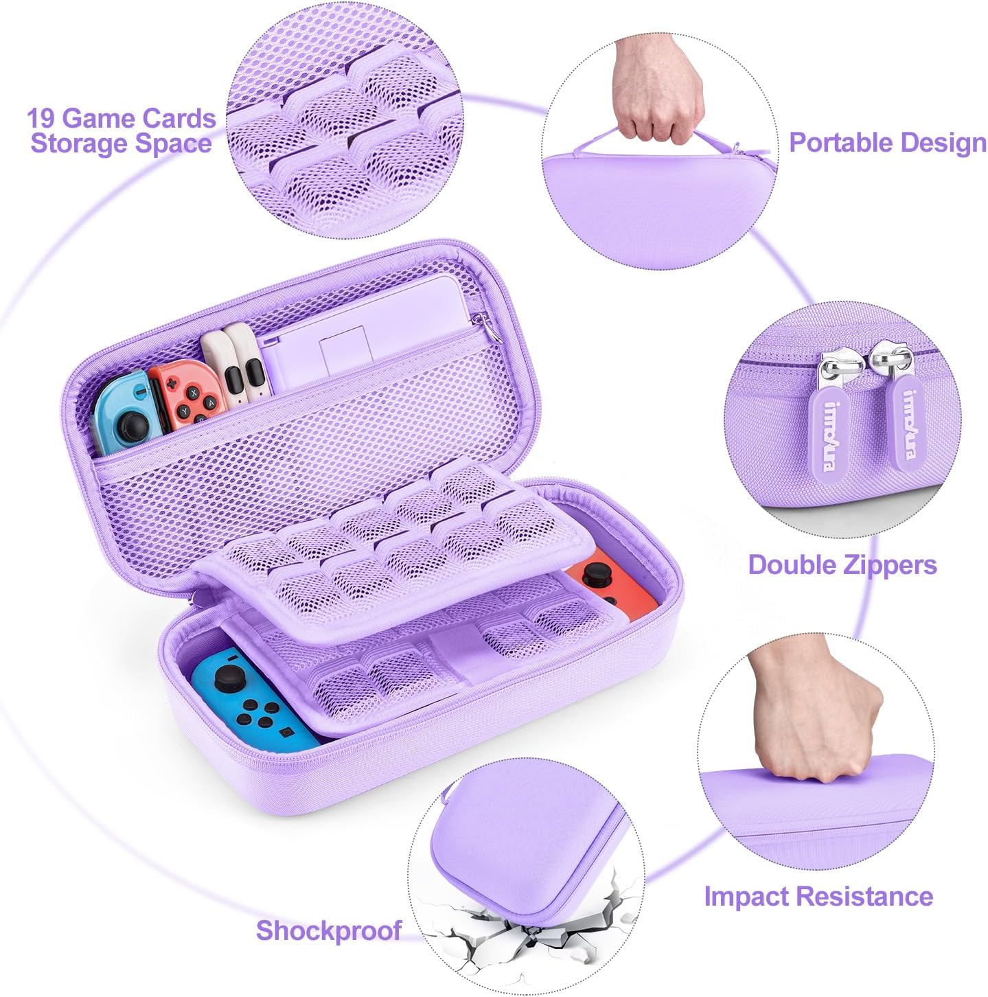 ESTUCHE PARA NINTENDO SWITCH INNOAURA 19 EN 1 MORADO - 5