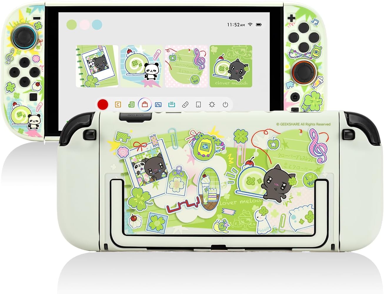 FUNDA PROTECTORA DURA COMPATIBLE CON SWITCH 2 GEEKSHARE LUCKY CLOVER MEMO - 1