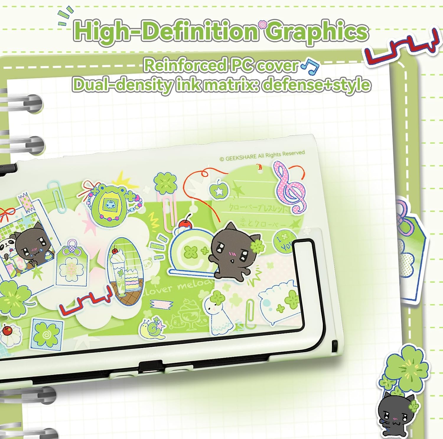 FUNDA PROTECTORA DURA COMPATIBLE CON SWITCH 2 GEEKSHARE LUCKY CLOVER MEMO - 5