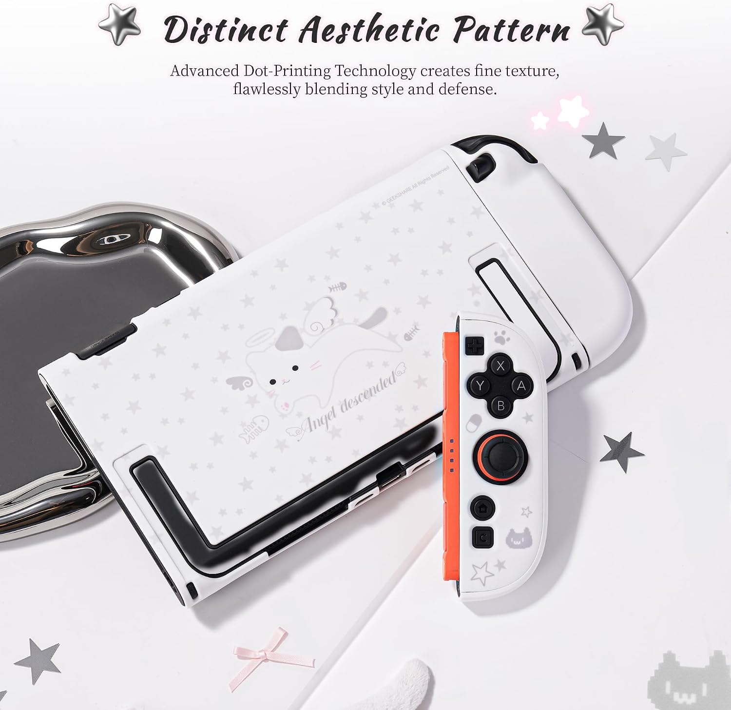 FUNDA RÍGIDA PROTECTORA GEEKSHARE COMPATIBLE CON SWITCH 2 STAR ANGEL CAT - 5