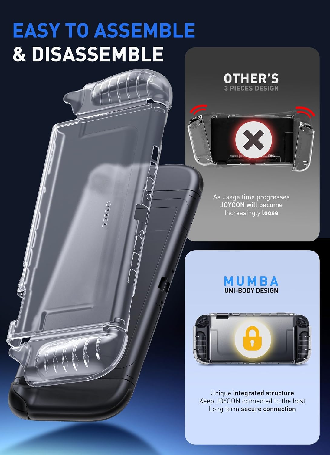 FUNDA TRANSPARENTE MUMBA PARA NINTENDO SWITCH 2 CARCASA PROTECTORA ULTRA DELGADA - 2