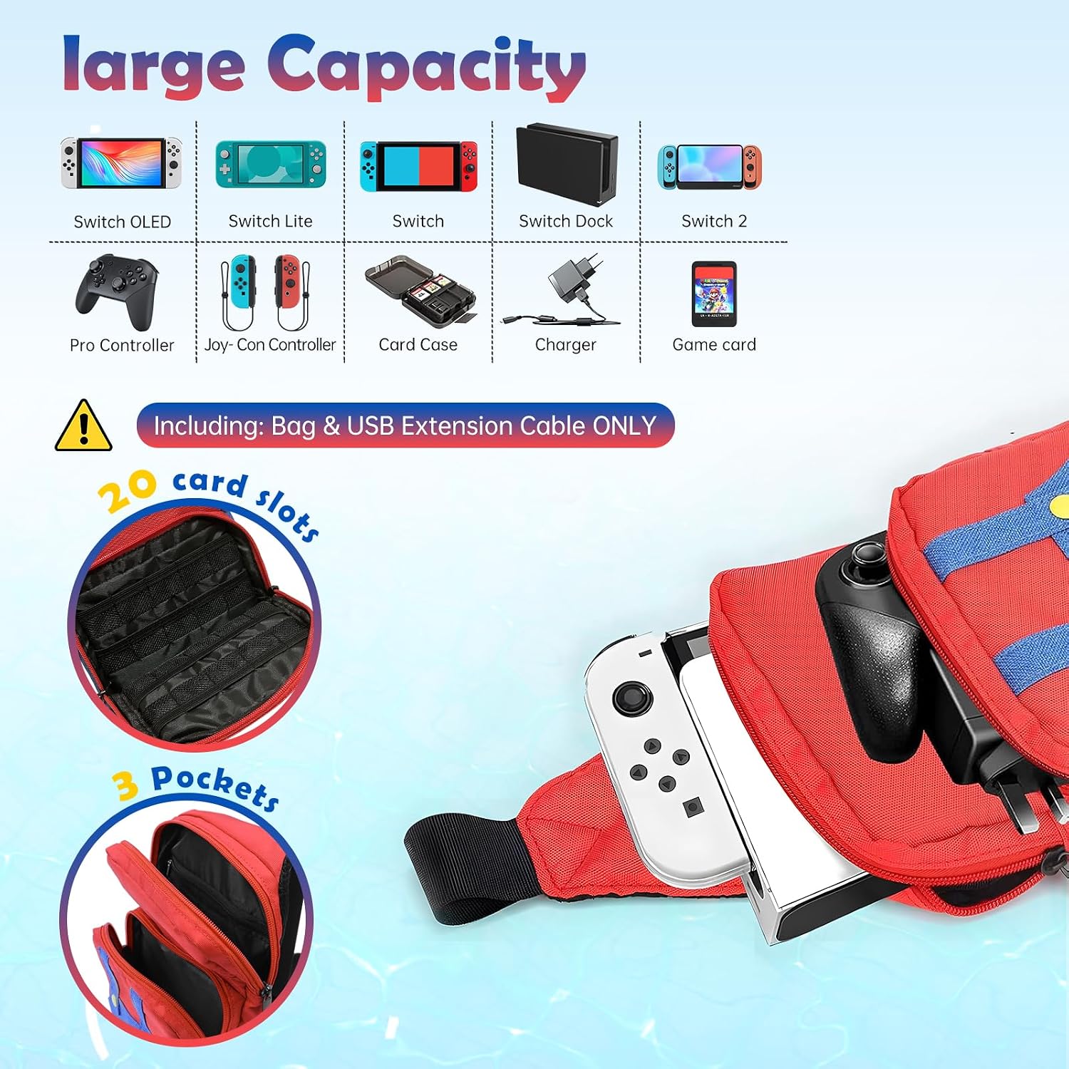 BOLSO PARA NINTENDO SWITCH VADAXX ROJO IMPERMEABLE Y PORTÁTIL - 2