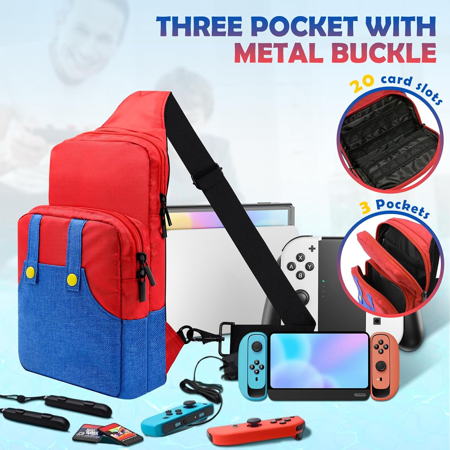 BOLSO PARA NINTENDO SWITCH VADAXX ROJO IMPERMEABLE Y PORTÁTIL - 4
