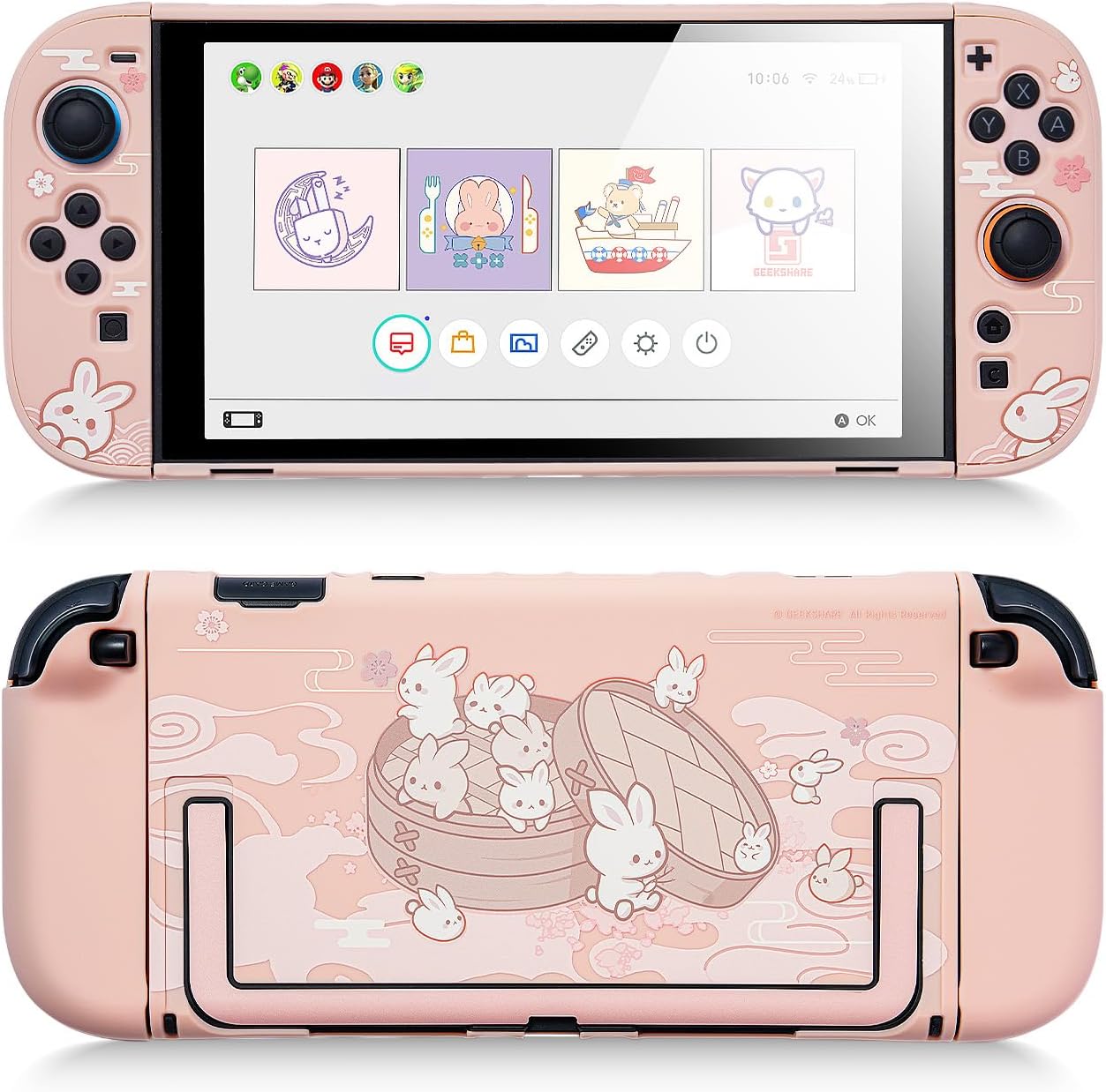 FUNDA RÍGIDA PROTECTORA GEEKSHARE COMPATIBLE CON SWITCH 2 ROSA - 1
