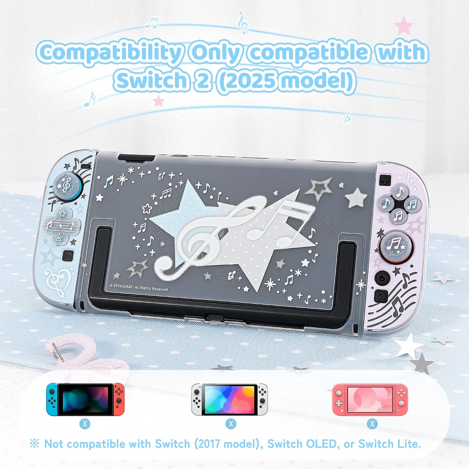 FUNDA PROTECTORA GEEKSHARE PARA SWITCH 2 NOTAS MUSICALES - 2