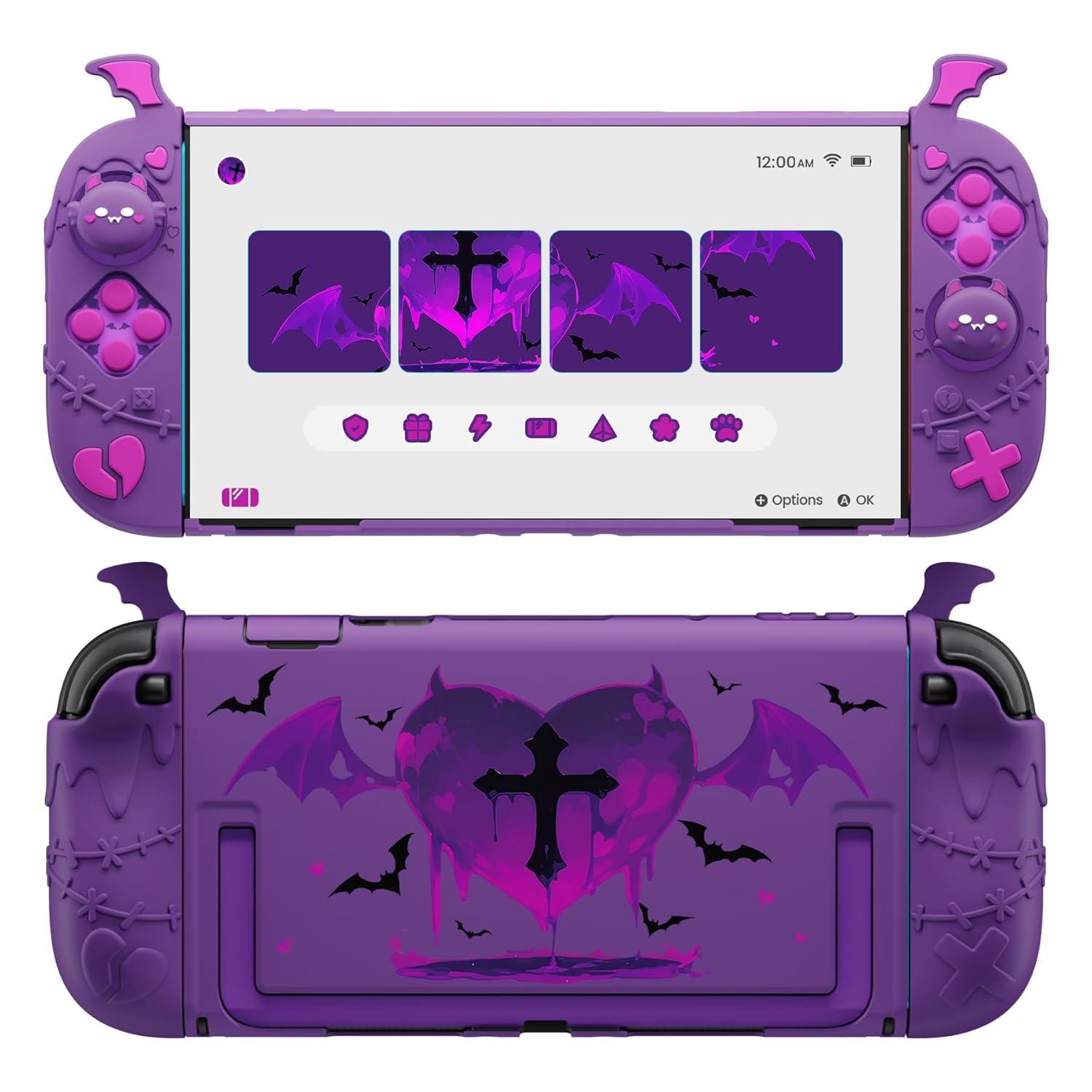 FUNDA PROTECTORA PLAYVITAL PARA NINTENDO SWITCH 2 SERIE KAWAII GOTHIC IMP MORADA - 1