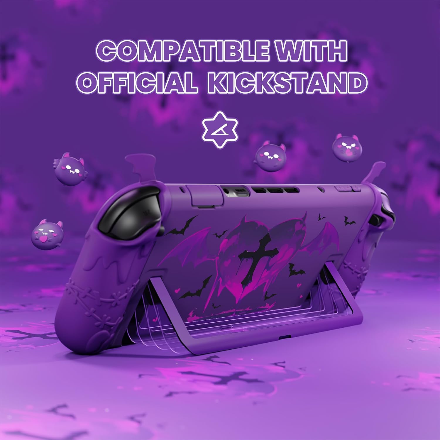 FUNDA PROTECTORA PLAYVITAL PARA NINTENDO SWITCH 2 SERIE KAWAII GOTHIC IMP MORADA - 3