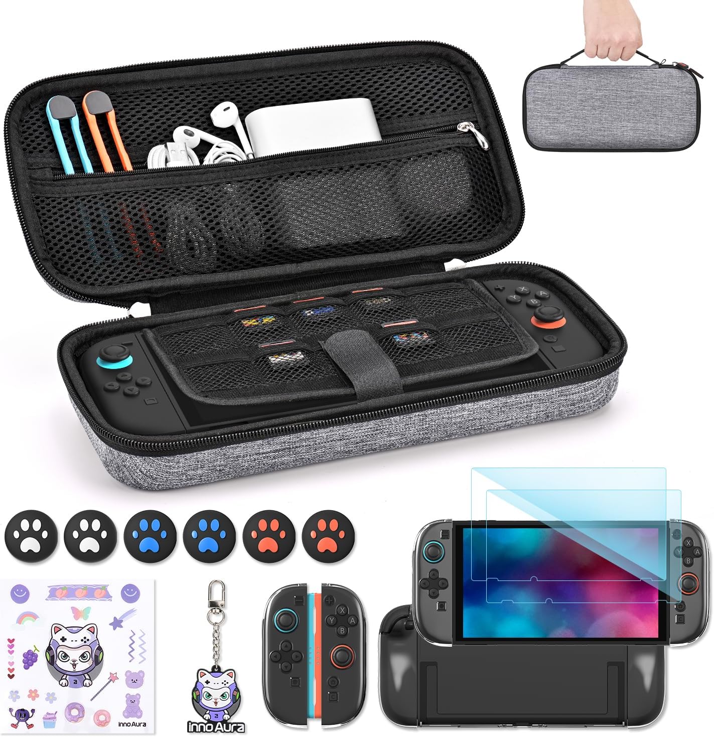 ESTUCHE INNOAURA SWITCH 2 BUNDLE 14 EN 1 GRIS - 1