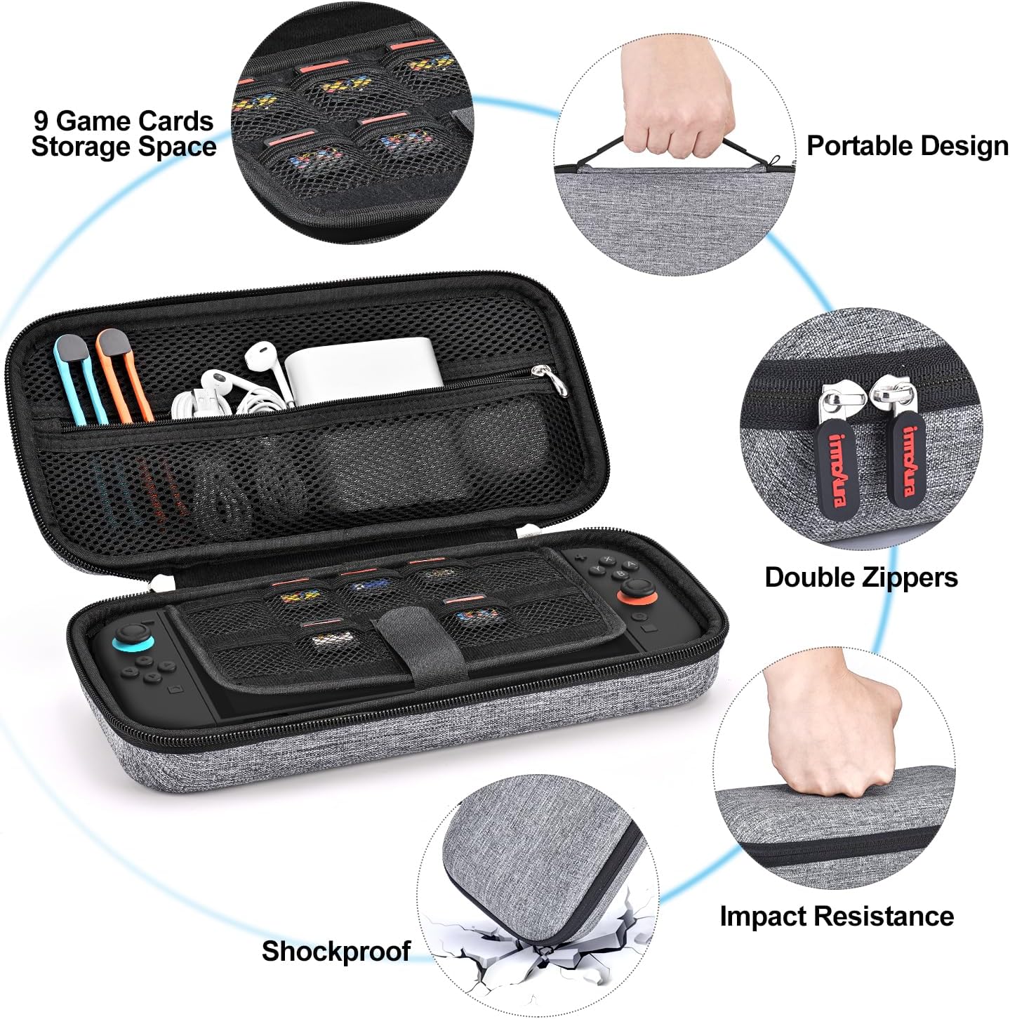 ESTUCHE INNOAURA SWITCH 2 BUNDLE 14 EN 1 GRIS - 4