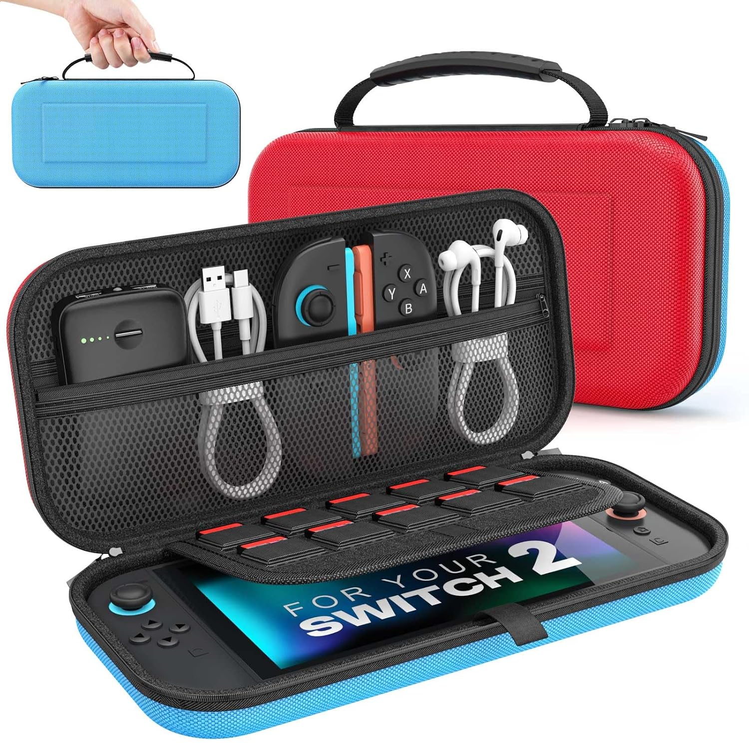 FUNDA MOKO PARA NINTENDO SWITCH 2 2025 CON CAPACIDAD PARA 10 CARTUCHOS Y BOLSILLOS - 1
