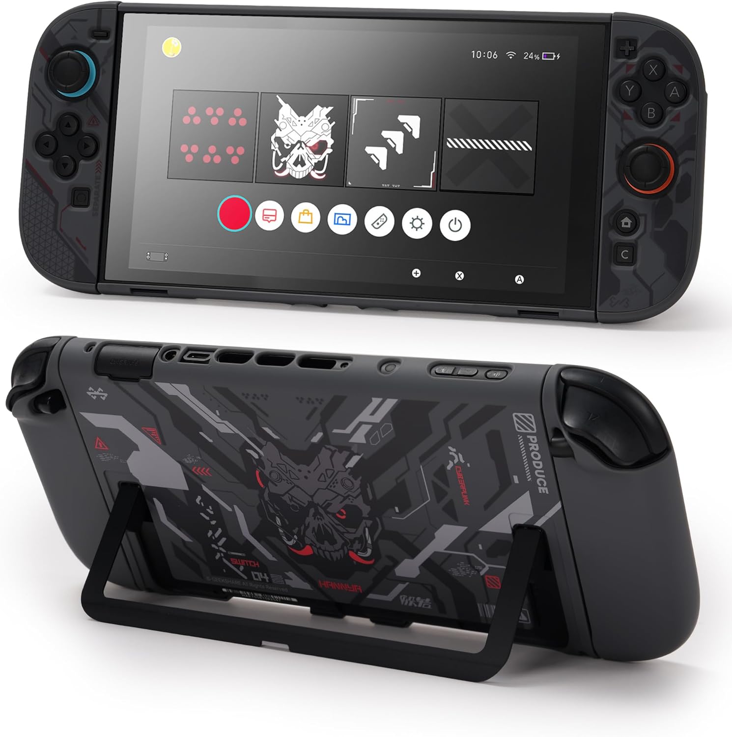 FUNDA PROTECTORA DURA COMPATIBLE CON SWITCH 2 GEEKSHARE BLACK CYBER MECHA - 1