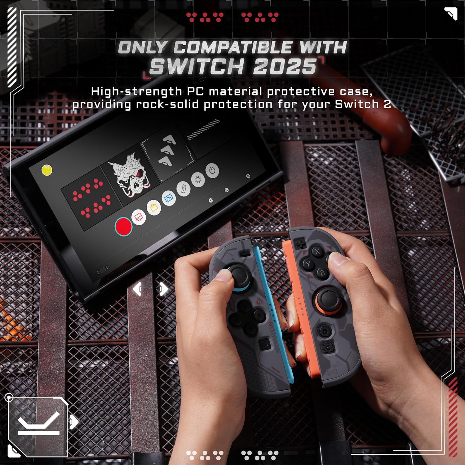 FUNDA PROTECTORA DURA COMPATIBLE CON SWITCH 2 GEEKSHARE BLACK CYBER MECHA - 2