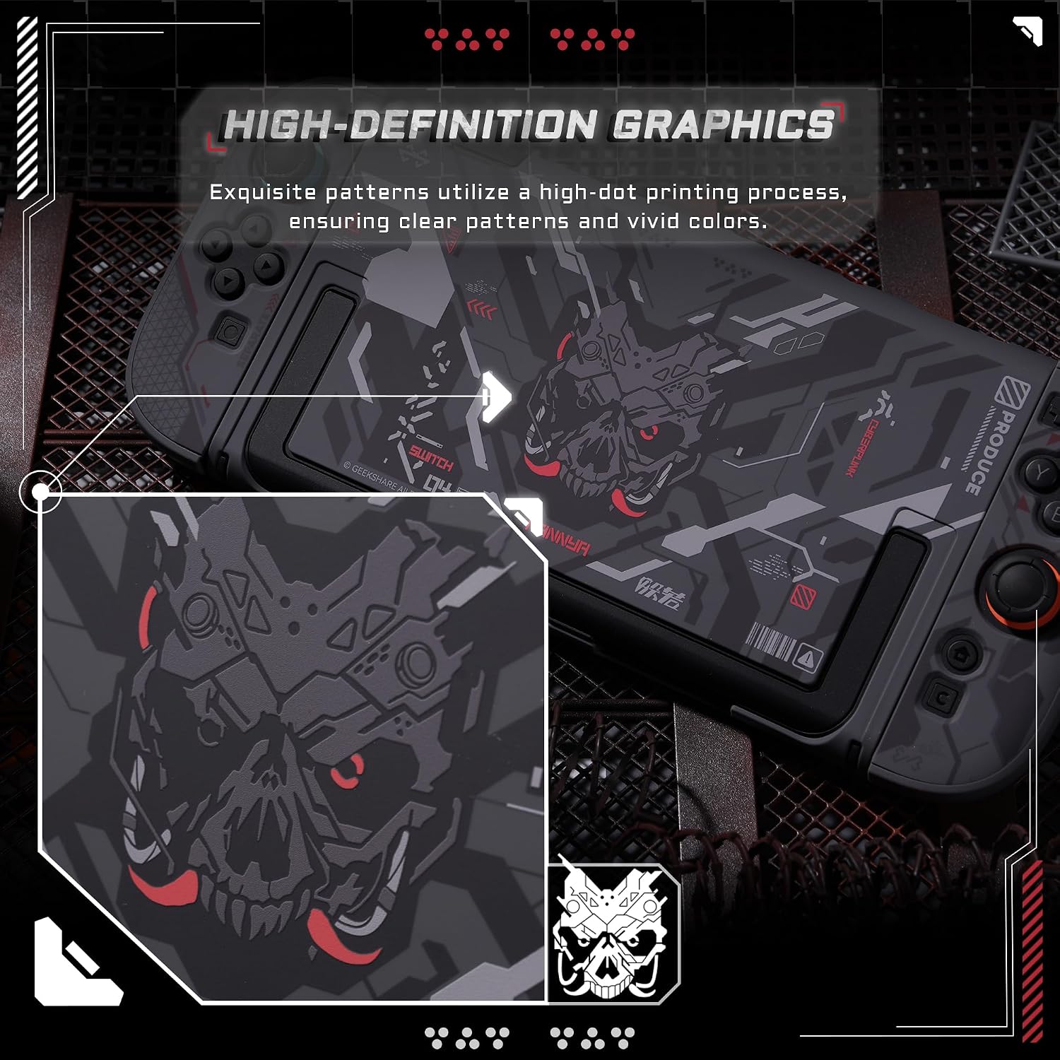 FUNDA PROTECTORA DURA COMPATIBLE CON SWITCH 2 GEEKSHARE BLACK CYBER MECHA - 4