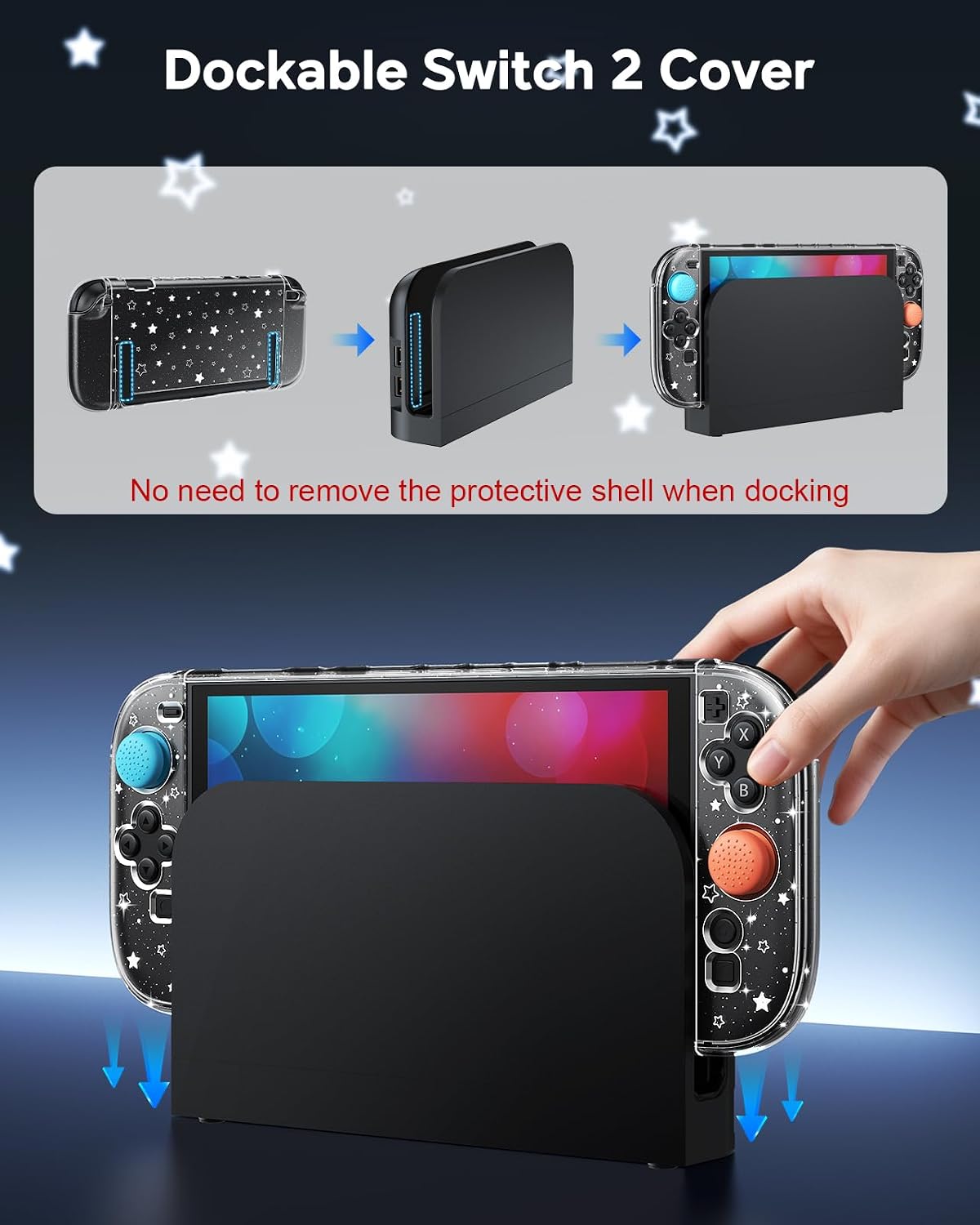FUNDA RÍGIDA FYOUNG PARA NINTENDO SWITCH 2 GLITTER STAR - 2
