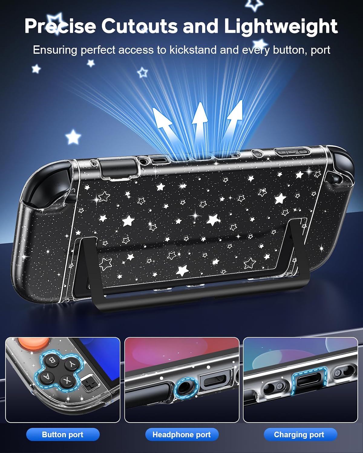 FUNDA RÍGIDA FYOUNG PARA NINTENDO SWITCH 2 GLITTER STAR - 3
