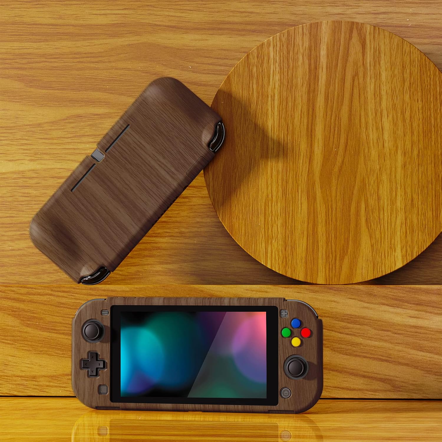 FUNDA PROTECTORA PLAYVITAL ZEALPROTECT PARA NINTENDO SWITCH LITE CON PROTECTOR DE PANTALLA Y GRIPS MADERA - 3