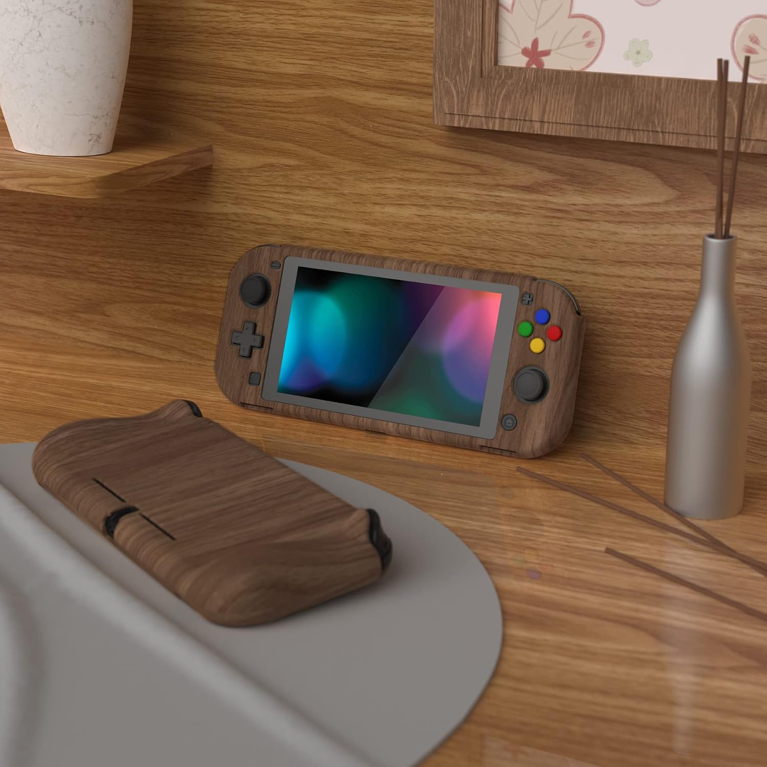 FUNDA PROTECTORA PLAYVITAL ZEALPROTECT PARA NINTENDO SWITCH LITE CON PROTECTOR DE PANTALLA Y GRIPS MADERA - 4