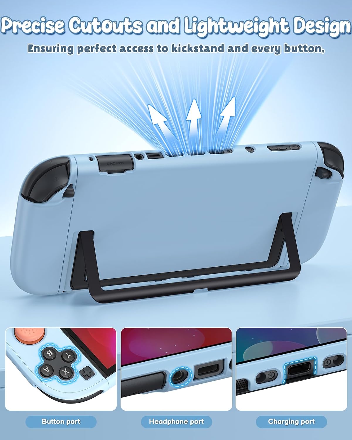 FUNDA PARA SWITCH 2 FYOUNG CON PROTECTOR DE PANTALLA COLOR CELESTE - 2
