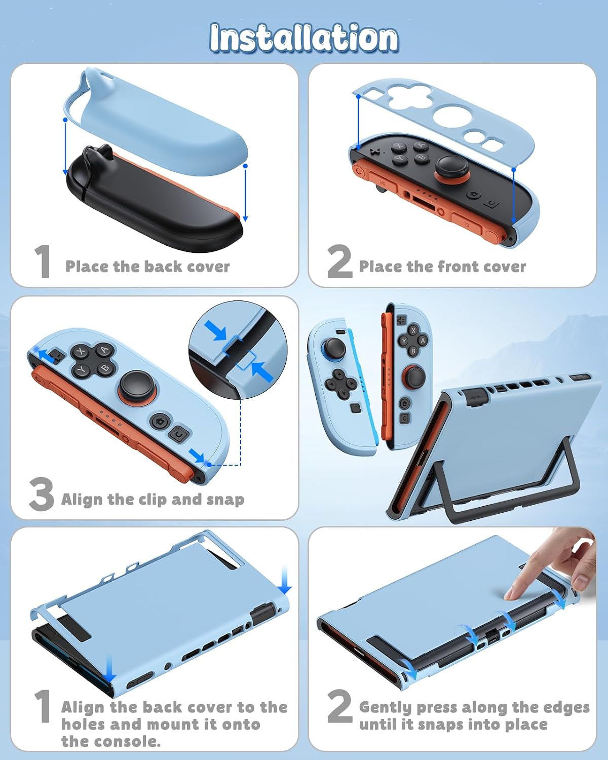 FUNDA PARA SWITCH 2 FYOUNG CON PROTECTOR DE PANTALLA COLOR CELESTE - 4