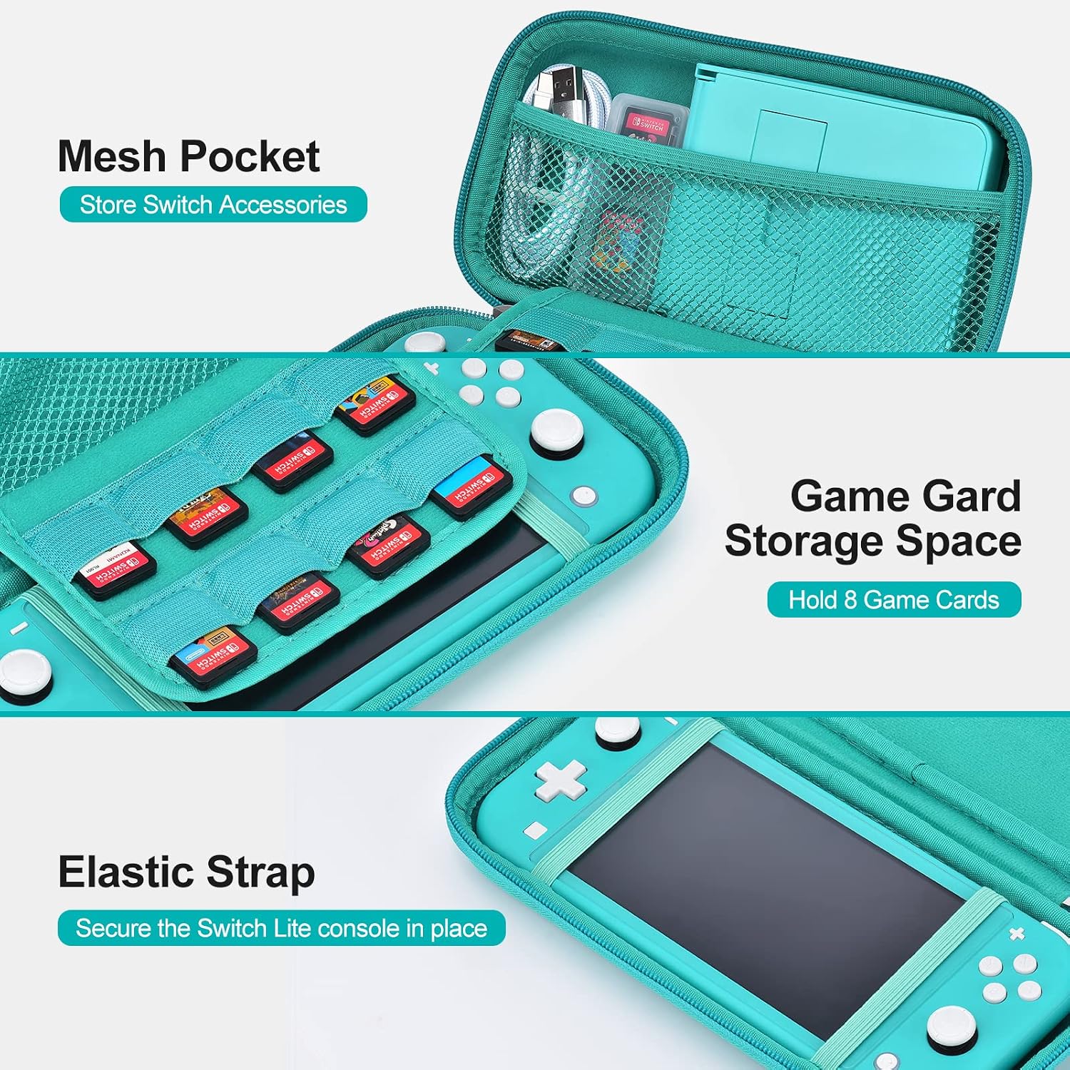 FUNDA PARA SWITCH LITE INNOAURA CON 18 ACCESORIOS TURQUESA - 3