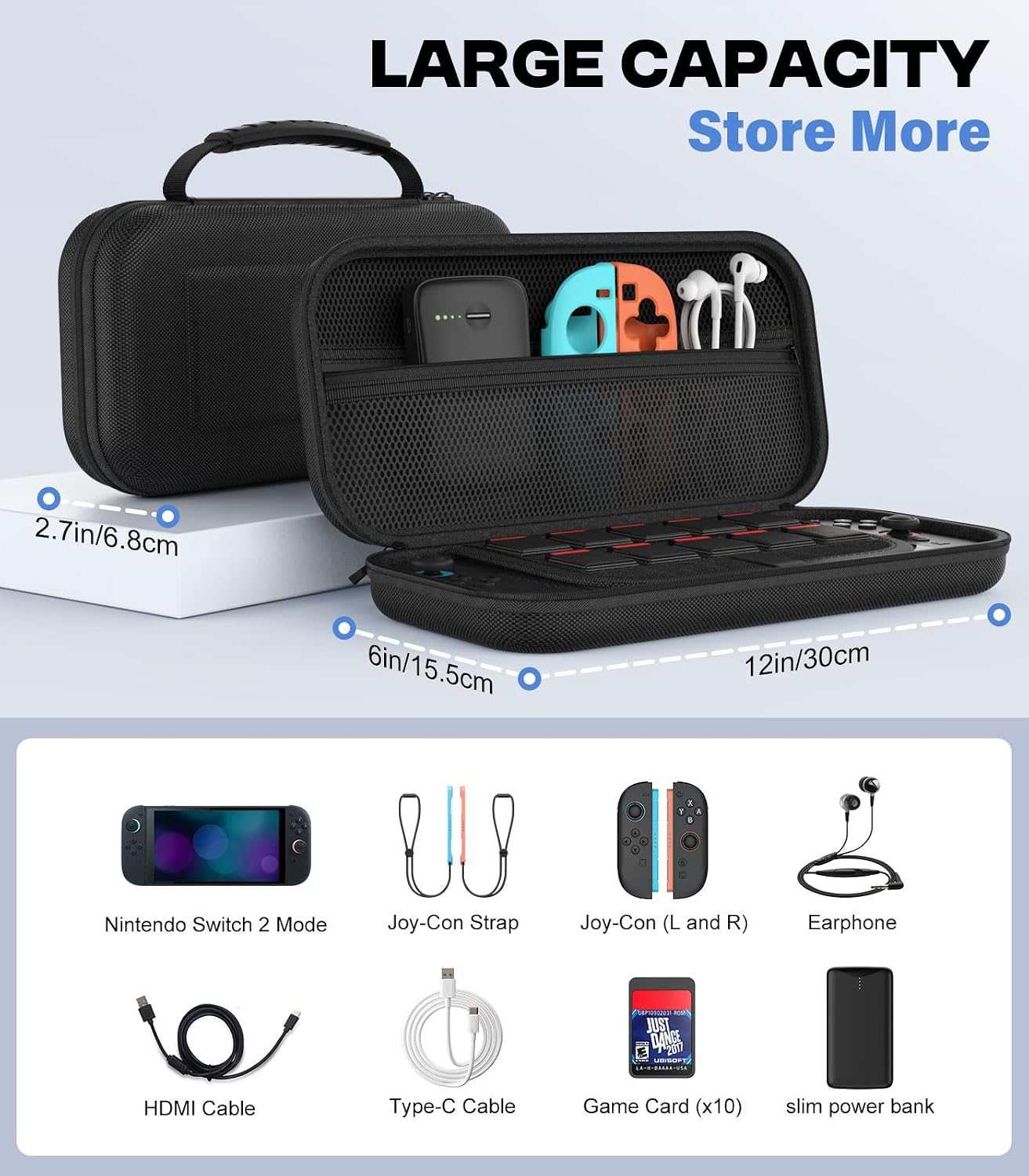 ESTUCHE MOKO PARA NINTENDO SWITCH 2 2025 TURQUESA CON CAPACIDAD PARA 10 CARTUCHOS Y BOLSILLOS - 3