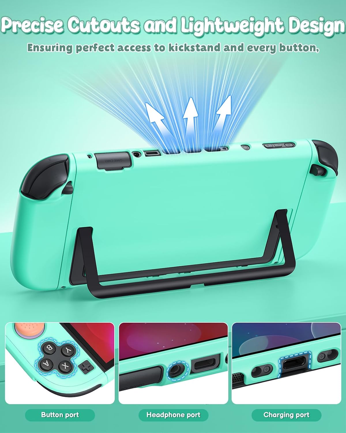 FUNDA PARA NINTENDO SWITCH 2 FYOUNG CON PROTECTOR DE PANTALLA VERDE MENTA - 2
