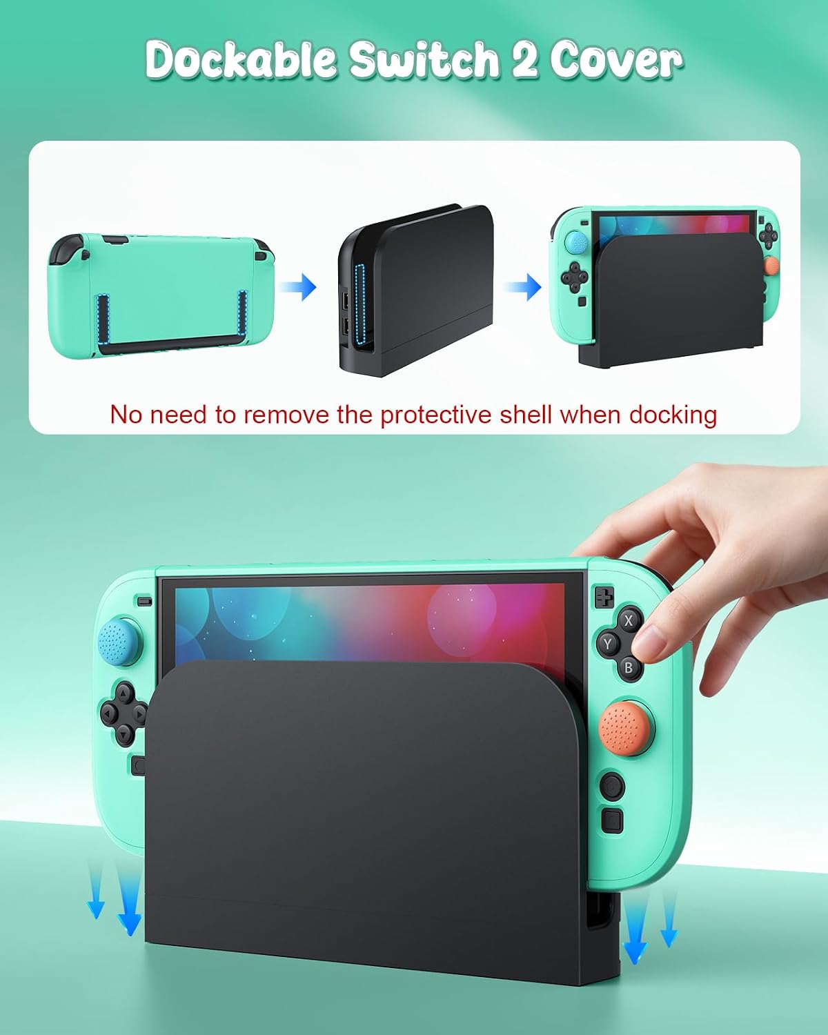 FUNDA PARA NINTENDO SWITCH 2 FYOUNG CON PROTECTOR DE PANTALLA VERDE MENTA - 3