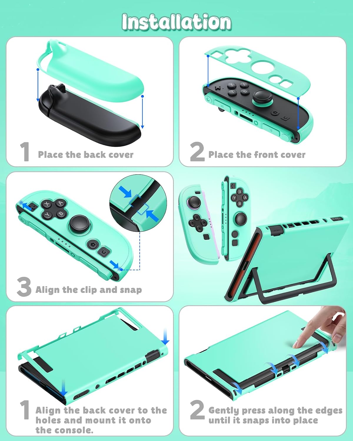 FUNDA PARA NINTENDO SWITCH 2 FYOUNG CON PROTECTOR DE PANTALLA VERDE MENTA - 4