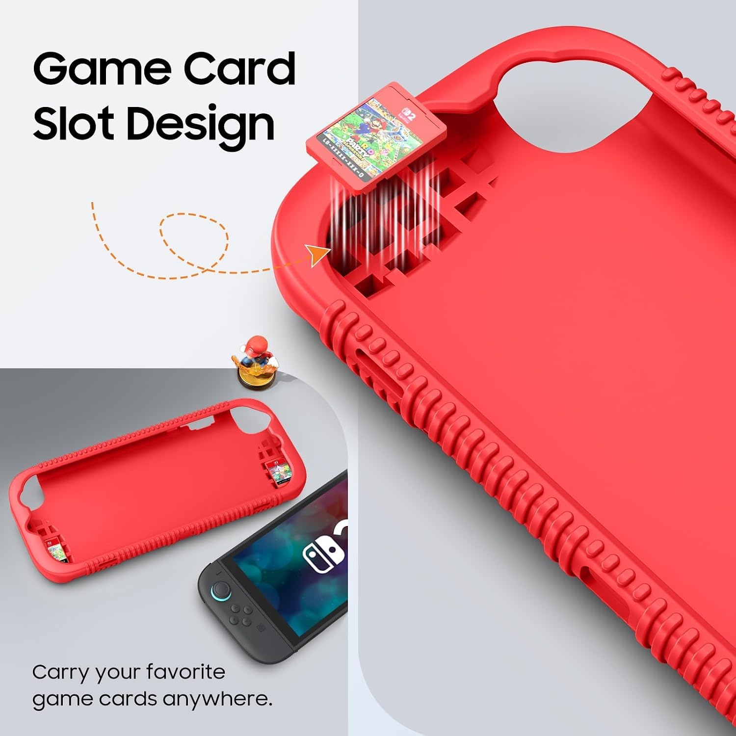 FUNDA PROTECTORA DE SILICONA SUAVE FINTIE PARA NINTENDO SWITCH 2 (2025) 7.9 PULGADAS COLOR ROJO - 4