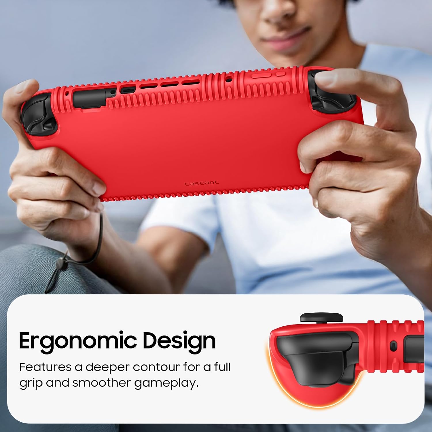 FUNDA PROTECTORA DE SILICONA SUAVE FINTIE PARA NINTENDO SWITCH 2 (2025) 7.9 PULGADAS COLOR ROJO - 5