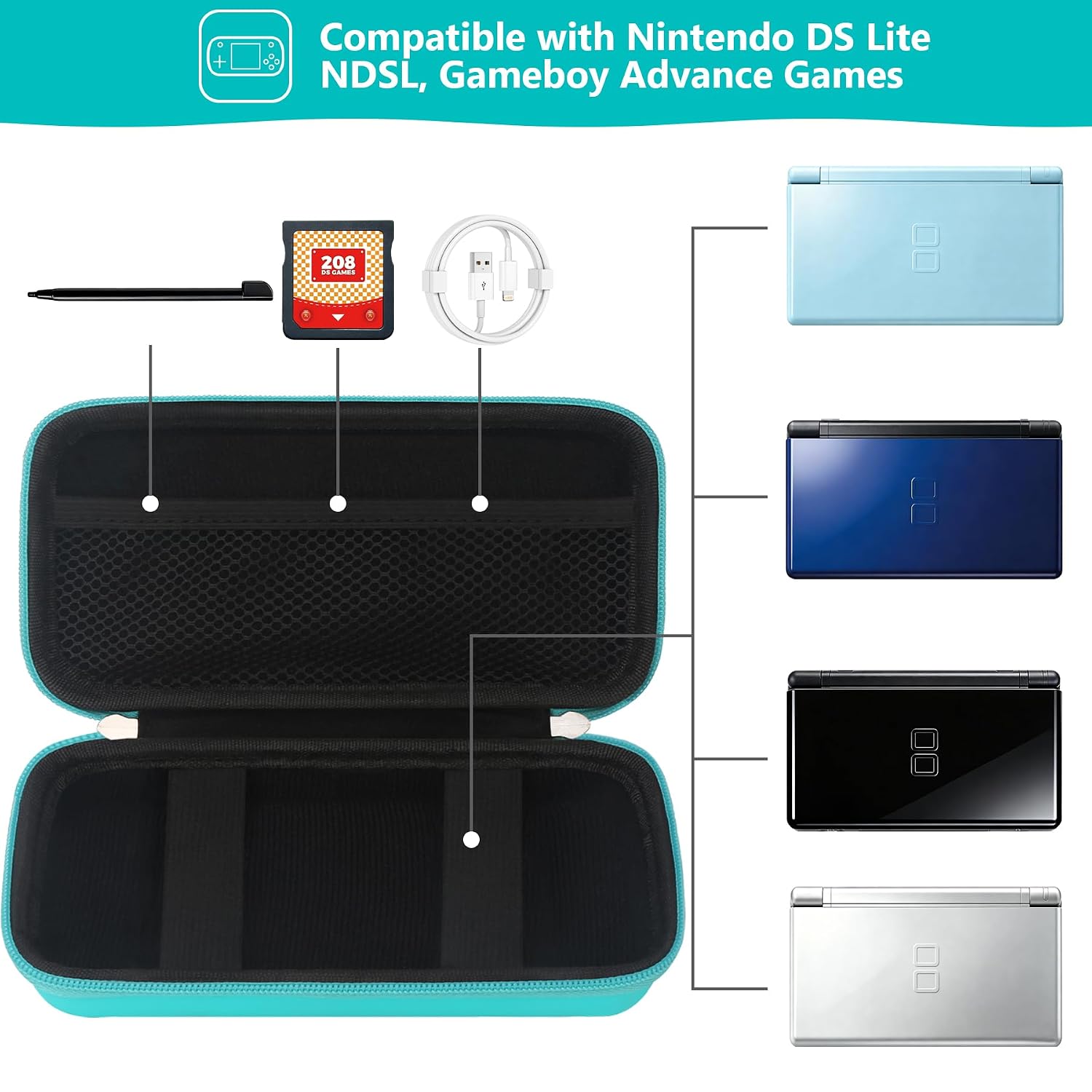 ESTUCHE RÍGIDO SUPMAY PARA NINTENDO DS LITE VERDE - 2