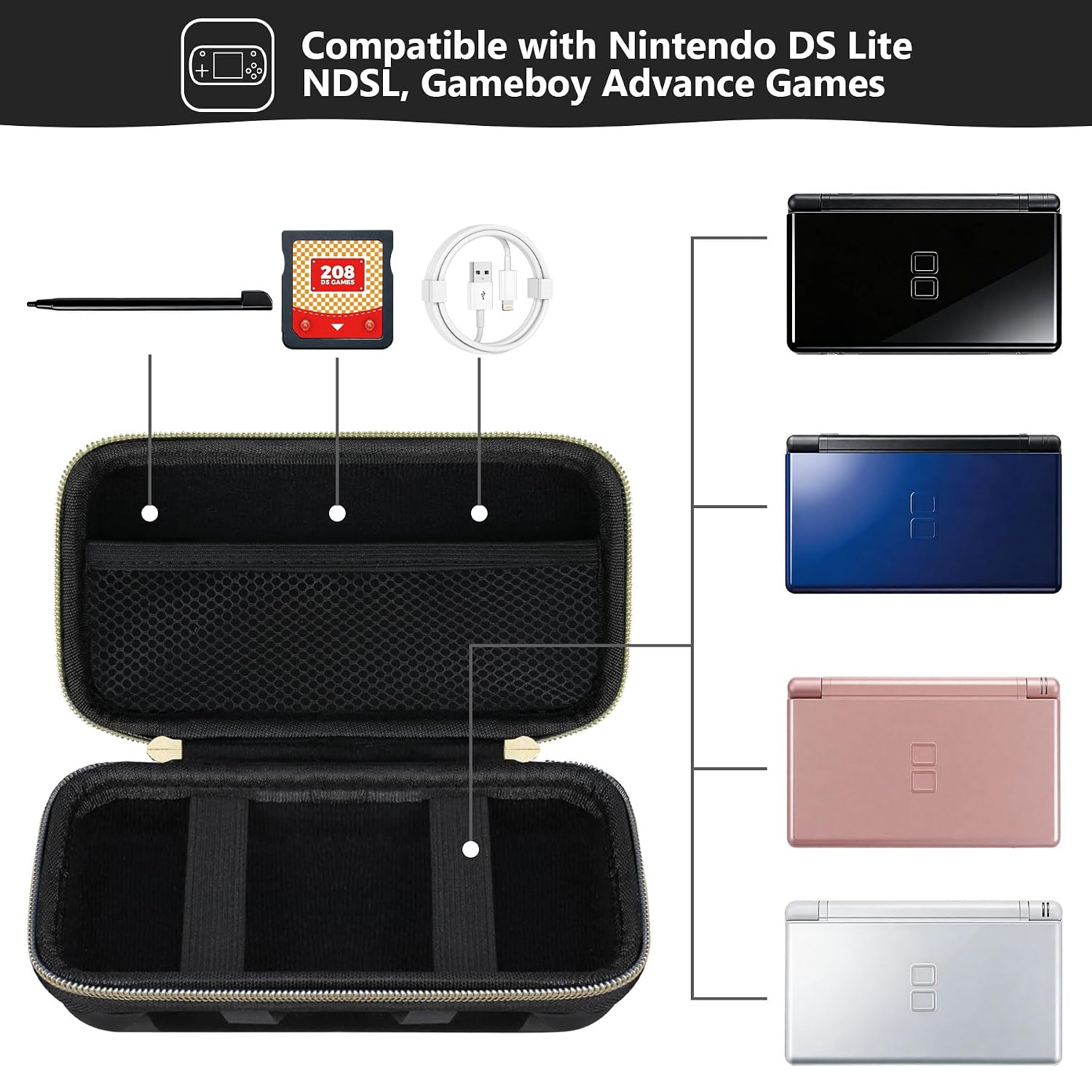 ESTUCHE RÍGIDO SUPMAY PARA NINTENDO DS LITE NEGRO - 2