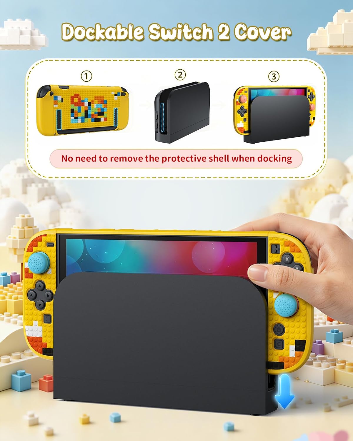 FUNDA RÍGIDA FYOUNG PARA NINTENDO SWITCH 2 2025 AMARILLO RETRO - 2
