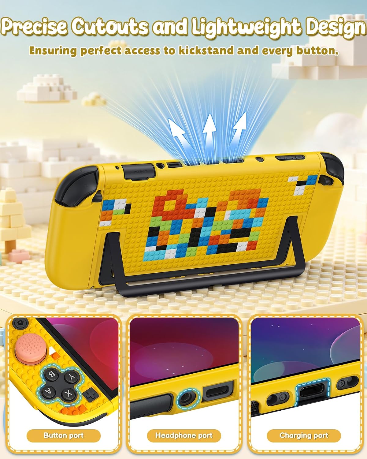 FUNDA RÍGIDA FYOUNG PARA NINTENDO SWITCH 2 2025 AMARILLO RETRO - 5