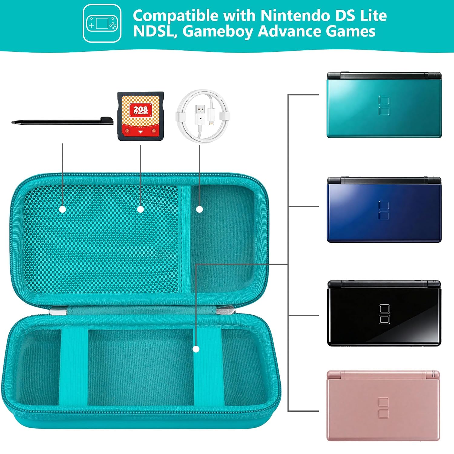 ESTUCHE RÍGIDO SUPMAY PARA NINTENDO DS LITE VERDE - 2