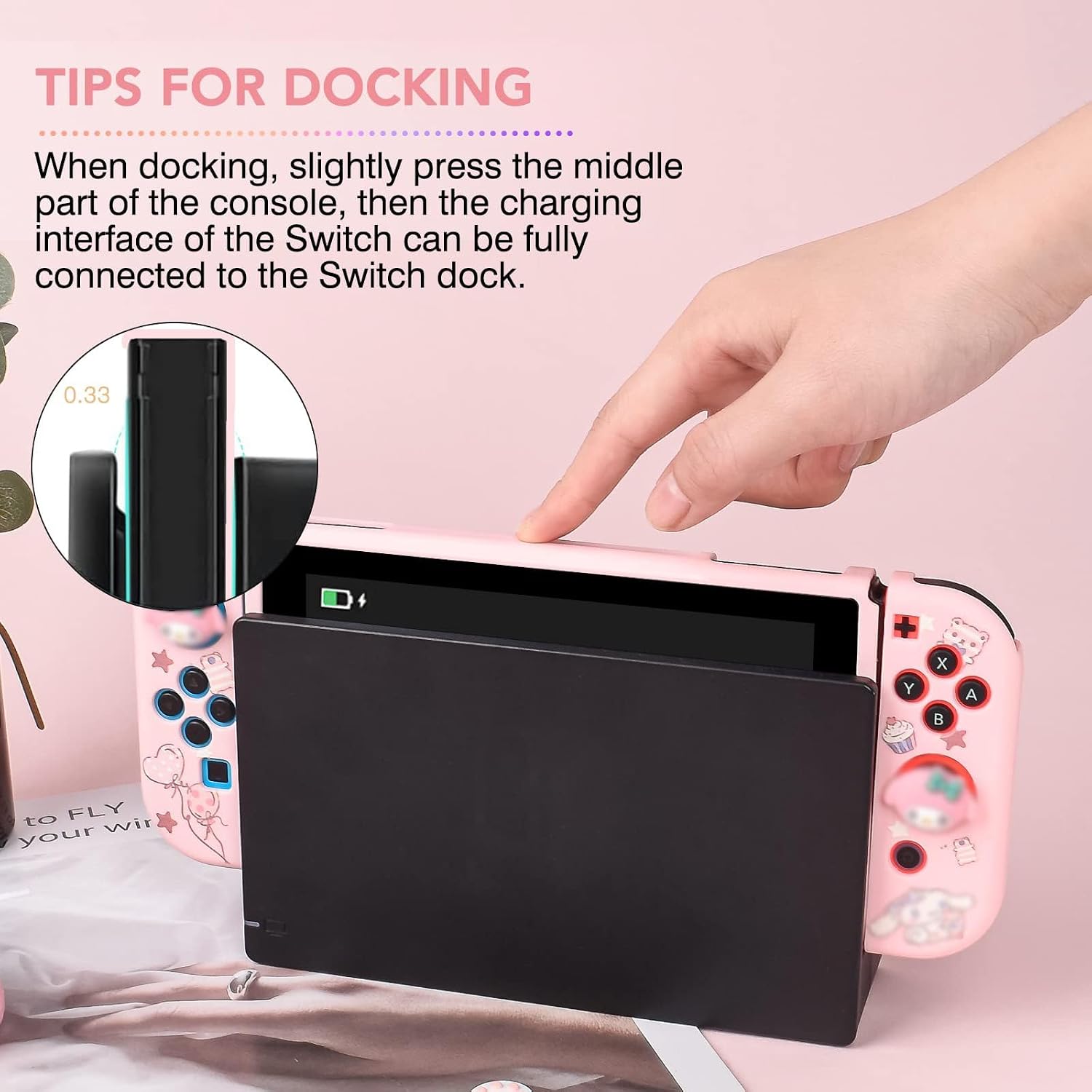 FUNDA PROTECTORA PARA SWITCH DLSEEGO SILICONA ROSA CON 4 GRIPS PARA JOYSTICK - 3